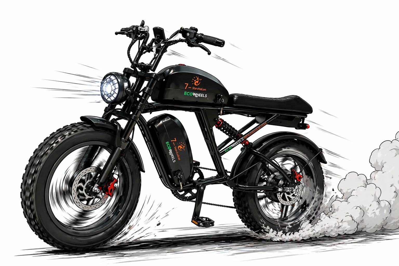 Электровелосипед EcoWheels S9 Max С Полным приводом и С 2 Аккумуляторами 2000 Ватт 50000мАч